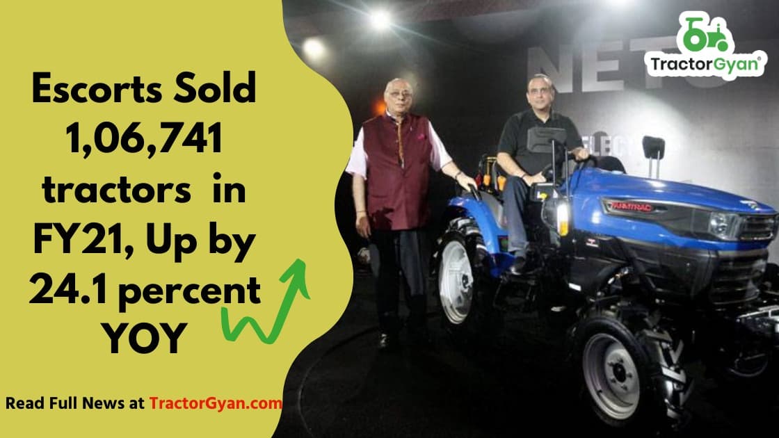 Escorts Sold 1,06,741 tractors  in FY21, up by 24.1 percent YoY image