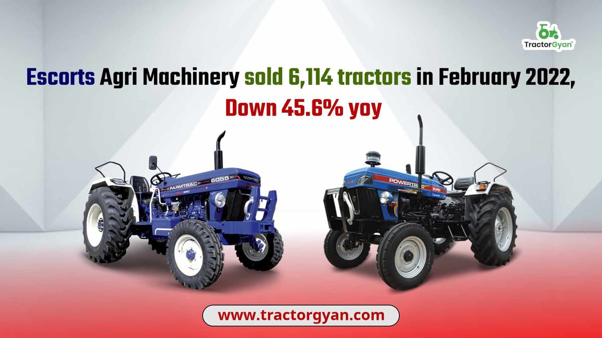 Escorts Agri Machinery sold 6,114 tractors in February 2022, Down 45.6% yoy image