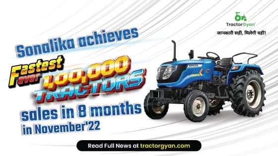 Sonalika achieves fastest ever 1,00,000 tractors sales in 8 months in November'22 image