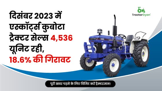 दिसंबर 2023 में एस्कॉर्ट्स कुबोटा ट्रैक्टर सेल्स 4,536 यूनिट रही, 18.6% की गिरावट दिसंबर 2023 में एस्कॉर्ट्स कुबोटा ट्रैक्टर सेल्स 4,536 यूनिट रही, 18.6% की गिरावट image