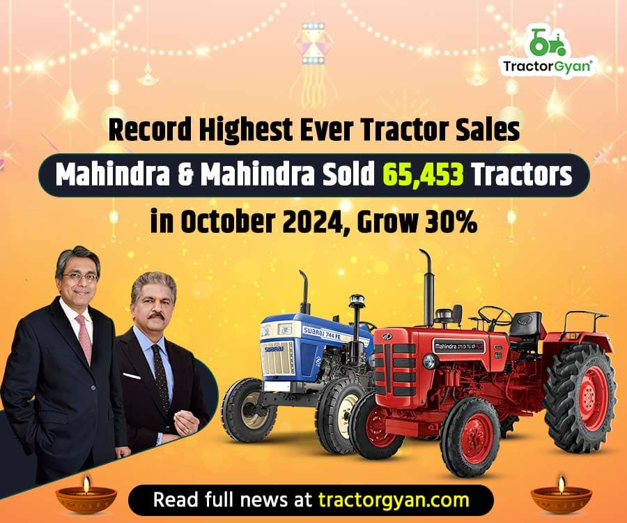 Mahindra & Mahindra Sold 65,453 Tractors in October 2024, Grow 30% Mahindra & Mahindra Sold 65,453 Tractors in October 2024, Grow 30% image