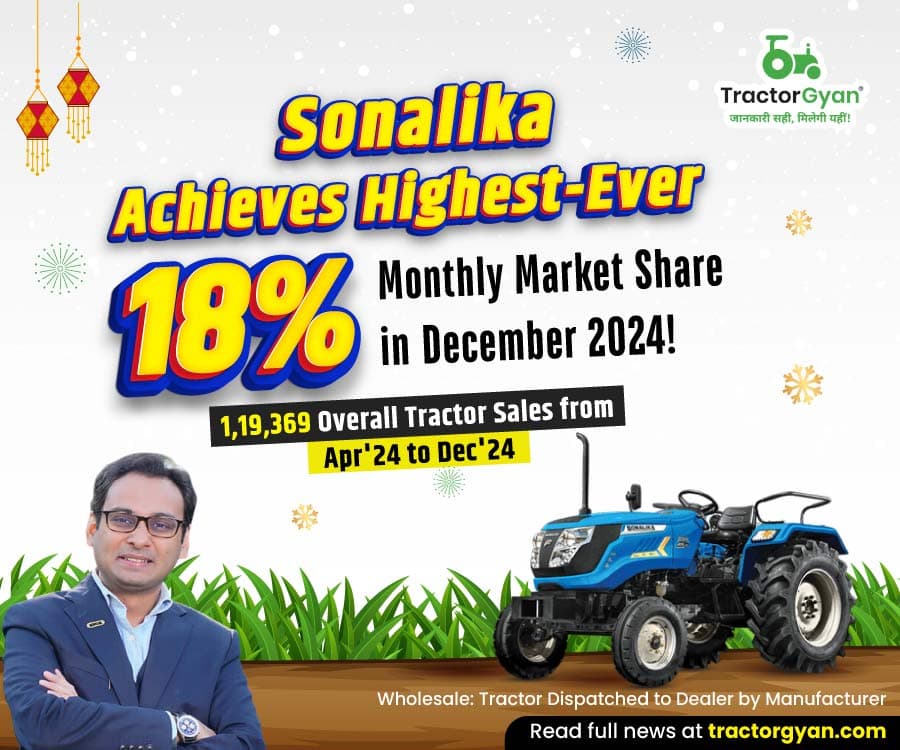 Sonalika Achieves Highest-Ever 18% Monthly Market Share in December 2024! Sonalika Achieves Highest-Ever 18% Monthly Market Share in December 2024! image