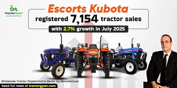 Escorts Kubota registered 7,154 tractor sales, with 2.7% growth in July 2025 Escorts Kubota registered 7,154 tractor sales, with 2.7% growth in July 2025 image