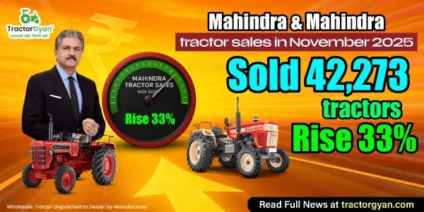 Mahindra Tractor Sales in November 2025: Sold 42,273 tractors, Rise 33% Mahindra Tractor Sales in November 2025: Sold 42,273 tractors, Rise 33% image