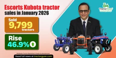 Escorts Kubota Tractor Sales in January 2026: Sold 9,799 Tractors, Rise 46.9% Escorts Kubota Tractor Sales in January 2026: Sold 9,799 Tractors, Rise 46.9%