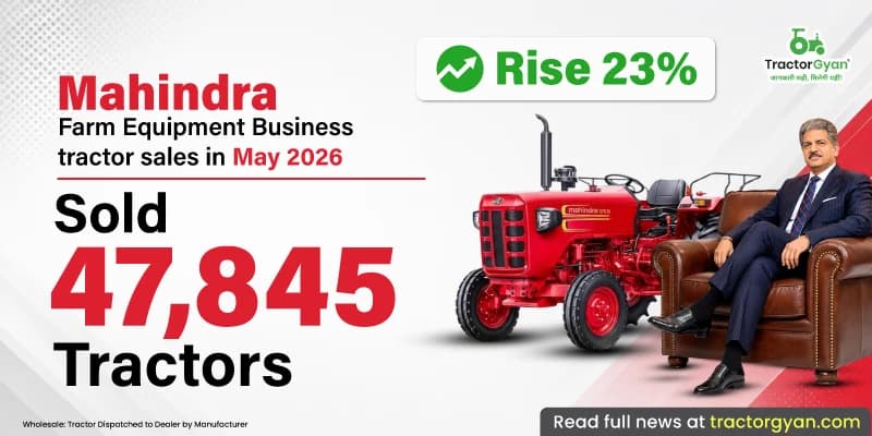 Mahindra Farm Equipment Business tractor sales in May 2026: Sold 47,845 tractors, Rise 23% Mahindra Farm Equipment Business tractor sales in May 2026: Sold 47,845 tractors, Rise 23% image